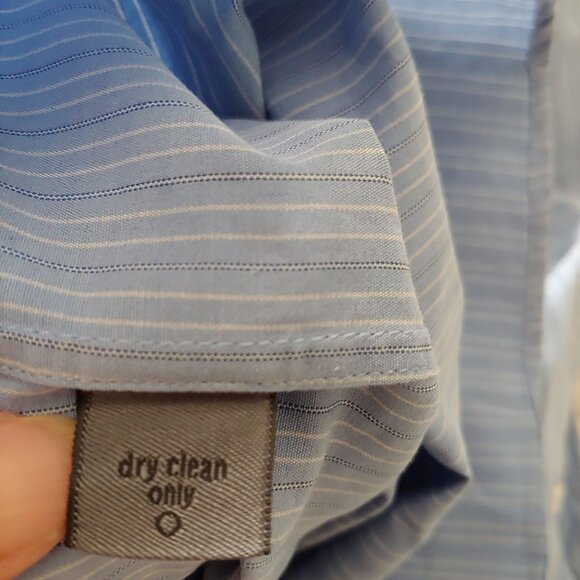 John Varvatos Blue Stripe Business Office Button Shirt 42 Italy - Picture 9 of 10